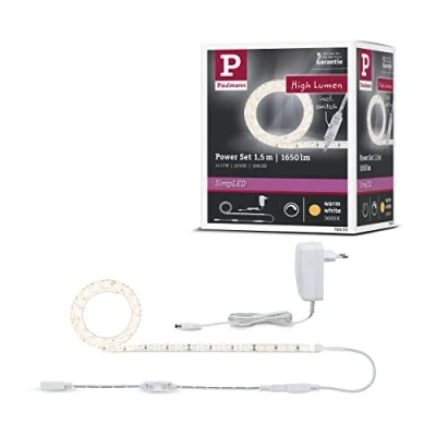 Bild av Paulmann 78955 LED Stripe SimpLED Power 1,5m med sladd dimmer 1100lm/m inkl. 1x17 Watt IP44 dimbar Ljusremsa Vit plast 3000 K