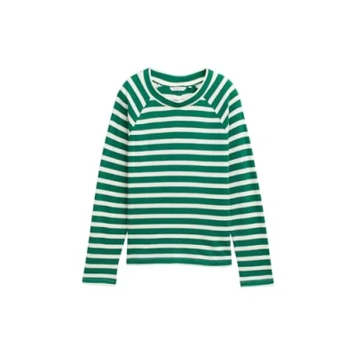 Bild av TOM Tailor Denim Structure WITH Buttons Långärmad tröja, Storlek: Large, Green white stripe