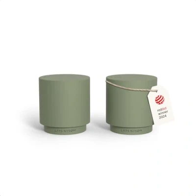 Bild av LARS NYSØM Salt och pepparkar set Rostfritt stål saltkar, minimalistisk design kryddkar, lätt att fylla på (Sage Green)