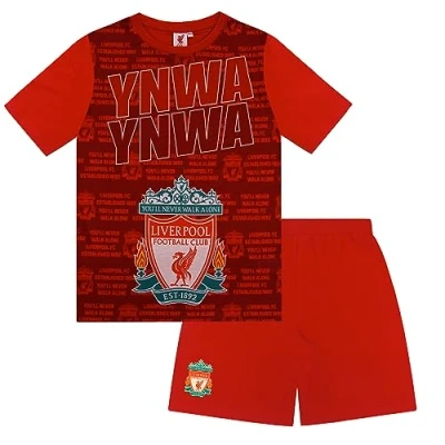 Bild av Liverpool FC pojkar pyjamas kort barn officiell fotboll gåva, Röd text, 12 13 År