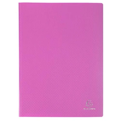 Bild av Exacompta Ref 88117E 1 OPAK dokumentmapp 100 släta kristallklara fickor 200 vyer för A4 format mått 24 x 32 cm halvstyvt polyprohölje rosa färg
