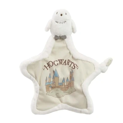 Bild av Rainbow Designs Harry Potter Hedwig komfortfilt mjuk plysch nyfödd täcke med snöig uggla design stjärnformad babyfilt Hogwarts illustration och knutet hörn för sensorisk lek