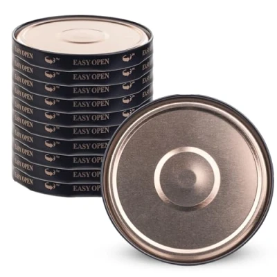 Bild av KADAX Skruvlock fi82 mm, Twist Off lockset av metall, reservlock för konserveringsburkar, lock med 6 snäpptänder fallburkar och konserveringsburkar (svart/guld, 10 stycken)