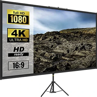 Bild av VEVOR Stativprojektorskärm med stativ 70 tum 16:9 4K HD projektionsskärmstativ skrynkelfri höjdjusterbar bärbar skärm för projektor inomhus och utomhus film, hemmabio, spel, kontor