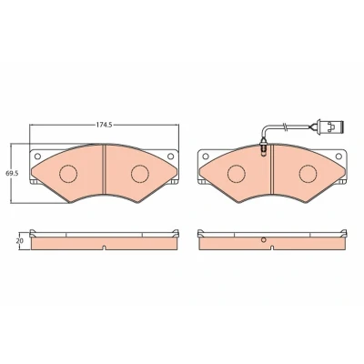 Bild av TRW GDB5062 Jeu de plaquettes frein contact signal d&#039;usure inclus IVECO: DAILY 2 Pritsche/Fahrgestell, Kasten/Kombi, Kipper