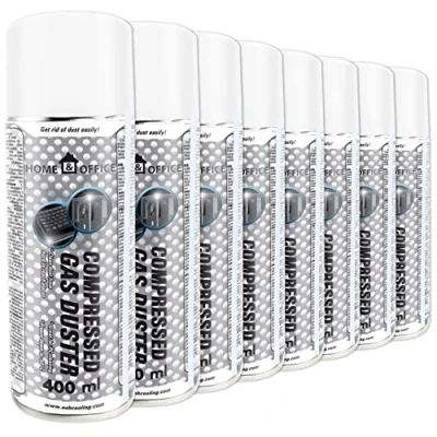 Bild av AABCOOLING Home&amp;Office Compressed Gas Duster 8x400ml tryckluft för rengöring av dator, tangentbord och annan kontorsutrustning, bärbara datorer, PC rengöringssats, luftburk, K3