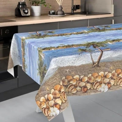 Bild av vaxduk bordsduk tvättbar trädgårdsduk utomhus inomhus 180 x 140 cm skärkant semester