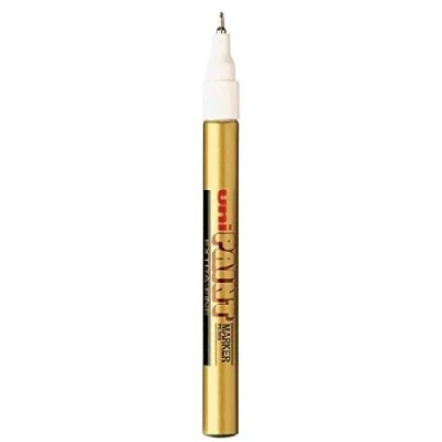 Bild av Uni färgad extra fin (0,8 mm) PX 203 guld oljemålning markörpenna metall glas trä plast sten utomhus spets (paket med 1)