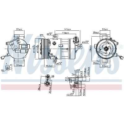Bild av NISSENS 890667 Compresseur De Climatisation 5SL12C 12 PAG 46 R 134a FIAT: 500L, Tipo Berline, BRAVO 2, LANCIA: DELTA 3