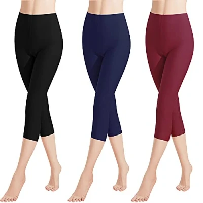 Bild av Libella 1/3 pack dam leggings 3/4 byxor bomull capri med hög midja färgglada slim fit träningsbyxor flera färger 4161 VA