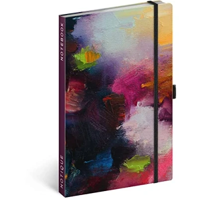 Bild av NOTIQUE Anteckningsbok linjerad med gummiband 13 x 21 cm ca. A5, inbunden bärbar dator, anteckningsblock, anteckningsbok, dagbok för vuxna, kvinnor (rosa målning)