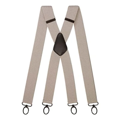 Bild av Olata Breda och robusta X band med karbinhakar 4 cm breda, justerbara, unisex, perfekta för arbete vardag, Ljusgrå (svarta klämmor), one size