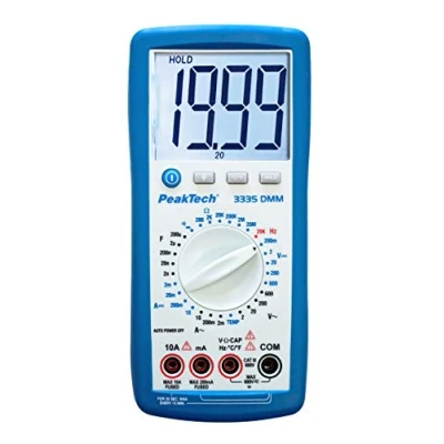 Bild av PeakTech 3335 Digital multimeter med extra stor LCD display, handhållen multimeter, datalagring, mätning, voltmeter, kontinuitetstestare, mätare, ström, manuellt val av intervall, CAT III 600V