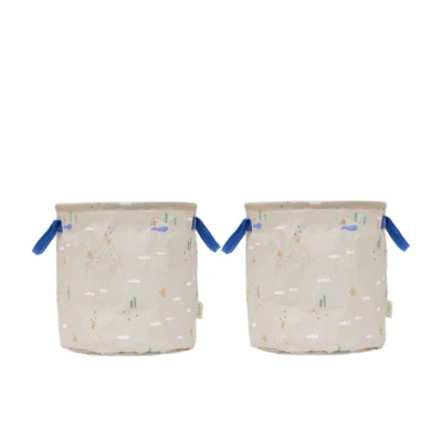Bild av OYOY MINI Forest Storage Förvaringslåda för barn Beige/Blue, Medium L32 x W32 H32