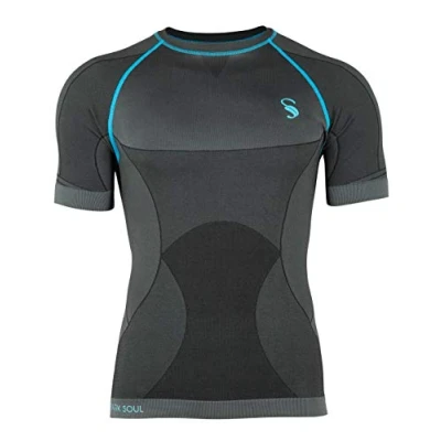 Bild av Herr Base Layer sömlösa funktionella underkläder, sport och skidunderkläder, 3/4 byxor, shorts, lång eller kortärmad skjorta, Gråtoner M L