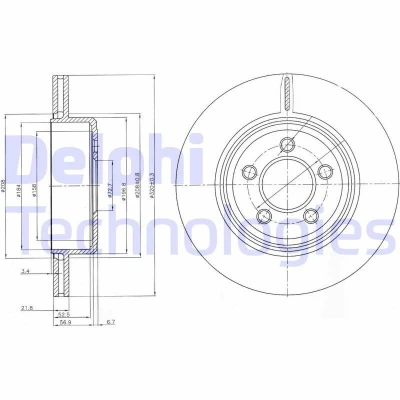 Bild av DELPHI BG4073 Disque de frein 320 22 5 ventilé huilé non traité sans roulement roue, bague ABS CHRYSLER: 300C Touring, Berline