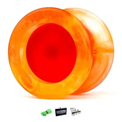 Bild av YoyoFactory Replay Pro Yo Professional Nonresponsive With ball Bearing &amp; string Orange/Red (modern spinning yoyo, high speed steel bearing, and tips included) World Champion Signature Model