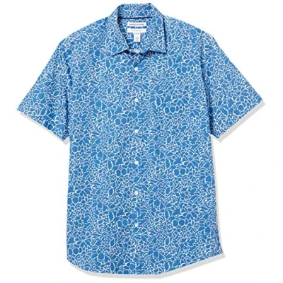Bild av Amazon Essentials Men&#039;s Kortärmad poplinskjorta med normal passform, Marinblå Blommig, XS
