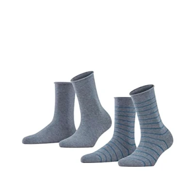 Bild av Falke Happy Stripe 2Pack everyday casual Strumpor, Storlek: 35 38, Light grey melange