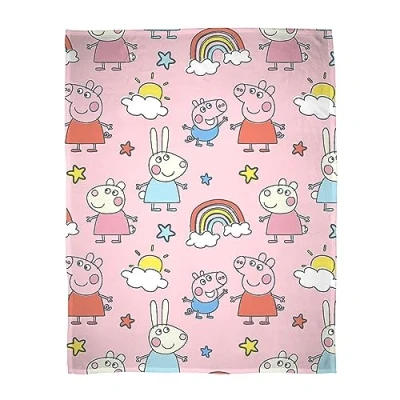 Bild av Character World Officiell Peppa Pig licensierad fleecefilt supermjuk varm lekfull rosa design perfekt för hem, sovrum, övernattningar och camping 100 x 150 cm