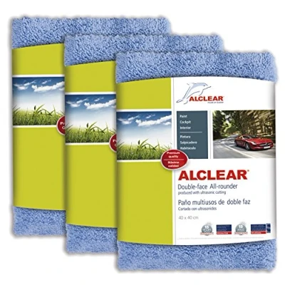 Bild av ALCLEAR poleringsdukar 2 sidig allrounder för bil, motorcykel och polermaskin, detaljerande poleringstrasa i mikrofiber, set med 3, absorberande 40 x cm blå.