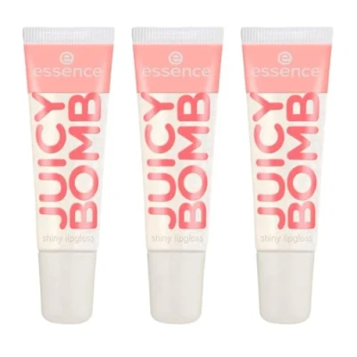 Bild av essence Juicy Bomb Läppglans, nr 101, transparent, glänsande, strålande fräscht, skimrande, veganskt, utan alkohol, parabener, mikroplastiska partiklar, 3 pack (3 x 10 ml)