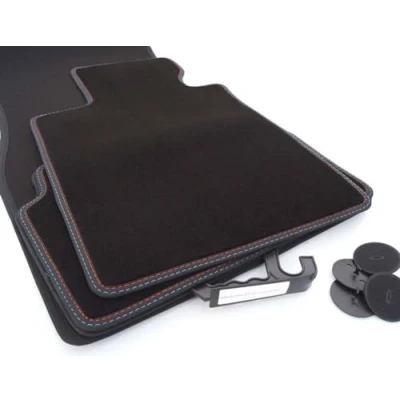 Bild av Golvmattor för BMW 5 serien G30/Touring G31/M5 F90 velour mattor med dubbelsöm bilmattor original kvalitet set om 4 delar