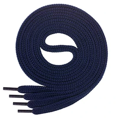 Bild av Di Ficchiano Skosnöre, platt, 7 mm breda, för sneakers, sportskor, läderskor, platta skoband, mycket slitstarka skosnören, 45 färger, 60 cm 220 långa, polyester, Mörkblå, / 7mm breit