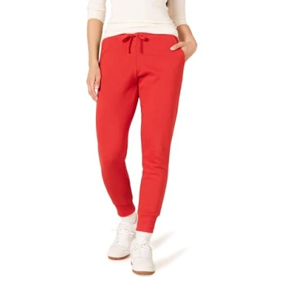 Bild av Amazon Essentials fleece joggingbyxor för kvinnor (finns i plusstorlek), röd, Small