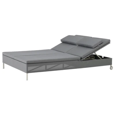 Bild av Cane line Rest Sunbed, Double Solstol Tex w/Cane Natté, Grey W197 x D68 H82 SH34 cm