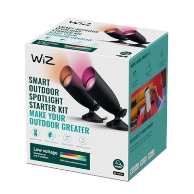 Bild av WiZ Utomhus Ground Spotlights Startkit (WiZ Color), Svart Smart LED belysning (WiFi och Bluetooth), 12V, 2700 6500 Kelvin, Dimbar i kallvitt till varmvitt, IP65
