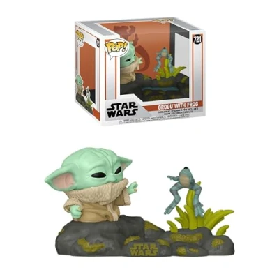 Bild av Funko POP! Deluxe: Mandalorian 0 Din Grogu (barnet, Baby Yoda) (Grogu Yoda), Med groda Star Wars: Samlarobjekt Vinylfigur Presentidé