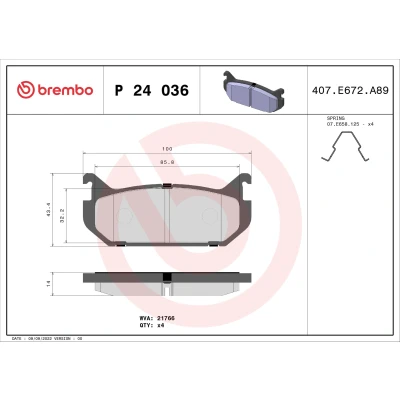 Bild av BREMBO P 24 036 Jeu de plaquettes frein contact signal d&#039;usure exclu avec accessoires FORD USA: PROBE 2, MAZDA: Xedos 6, 626 IV Berline