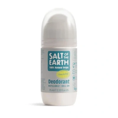 Bild av Natural Deodorant Roll On by Salt of the Earth, Unscented, Fragrance Free Refillable, Vegan, Long Lasting Protection, Leaping Bunny Approved, Made in UK 75ml
