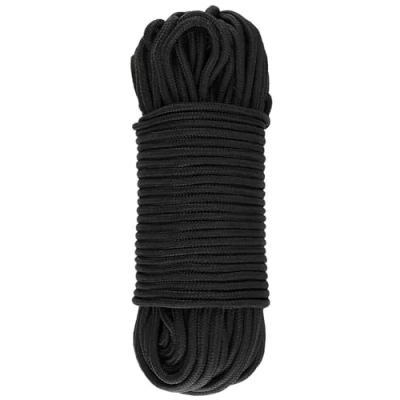 Bild av CHUEHKAK Paracord 50 m x 6 mm nylonrep svart tjockt paracordrep av slitstarkt nylon utomhusrep, för trädgårdsbuntning, camping utomhus