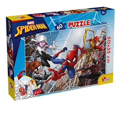 Bild av Lisciani MARVEL SPINDELMANNEN pussel Dubbelsidigt 70x50 cm 60 bitar Spider Man tema Färg och pusselglädje För barn vuxna Utvecklar kreativitet motorik