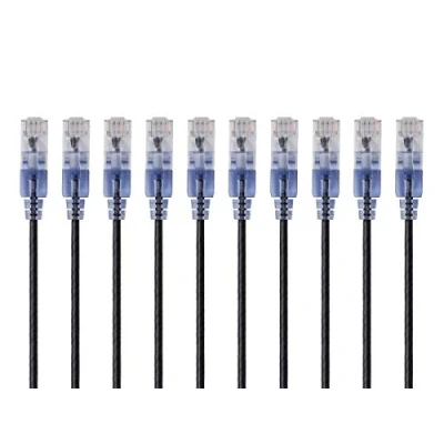 Bild av Monoprice 115165 SlimRun Cat6A Ethernet Patchkabel Snagless RJ45 UTP ren koppartråd 10G 30AWG 10 m svart pack