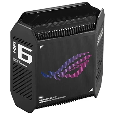 Bild av ASUS ROG Rapture GT6 AX10000 1 pack tri bands spelnät WiFi system kombinerbar router (thhering som 4G och 5G ersättning, 6, upp till 270 kvm täckning, 2,5 G port, 160 MHz kanaler) svart