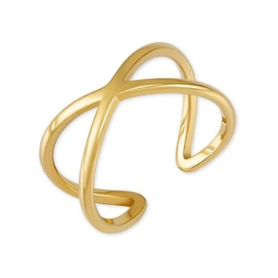Bild av Justerbar ring för damer I X form av rostfritt stål silver, guld eller roséguld Open damring med 18 karat guldplätering (Guld)