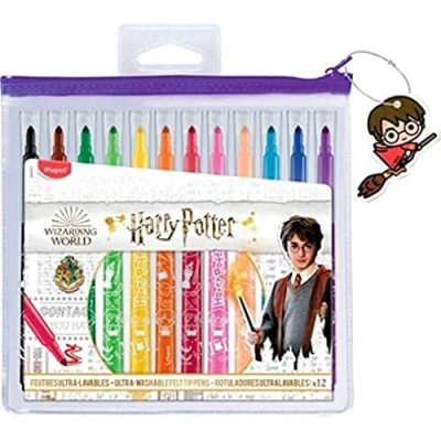 Bild av Maped Färgglada markörer Harry Potter Collection 12 x märkpennor för barn med lekfull design extremt tvättbart bläck, halvblockerad, konisk spets