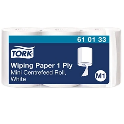 Bild av Tork 610133 multifunktionellt pappersnäsdukar för M1 invändig rulle mini dispensersystem/1 lagers stabilt papper i vit/3 x 120 m