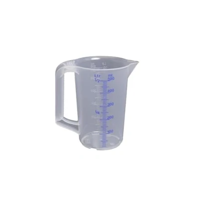 Bild av Hünersdorff 935000 Graduated Can with Closed Handle, White/Blue, 500 ml