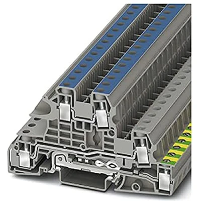 Bild av PHOENIX CONTACT UTI 6 PE/L/N installationsskyddsklämma medskruvanslutning, 5 antal anslutningar, AWG 24 8, mm² nominellt tvärsnitt, grå, 50 stycken