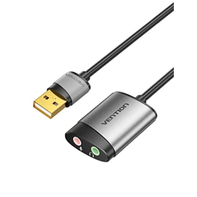 Bild av VENTION USB ljudkort till 3,5 mm uttag ljudadapter hörlurar aux adapter externa TRS mikrofon stöds kompatibel med PC, bärbar dator, headset, PS5/4, Mac och mer