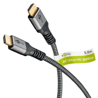Bild av goobay 64993 High Speed HDMI kabel med Ethernet 2.0/UHD upplösningar upp till 4k @ 50/60/HDMI förlängare för PS5, Xbox, Apple TV / guld pluggar förhindrar korrosion/grå/1 m