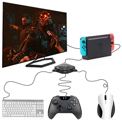 Bild av Trådbundet tangentbord och mus adapter för Nintendo Switch/PS4/PS3/Xbox One/Xbox 360 värd serien, LED indikator USB anslutning spelkonsol tangentbordskonverterare