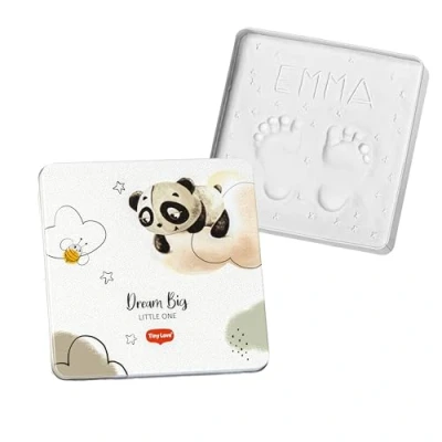 Bild av Tiny Love fyrkantig Magic Box, minnesbox, baby hand och fotavtryck kit, souvenir pojkar fickor, dermatologiskt testat, allt i ett lerkit, barnkammardekoration, gåvor till nyfödda, Creations