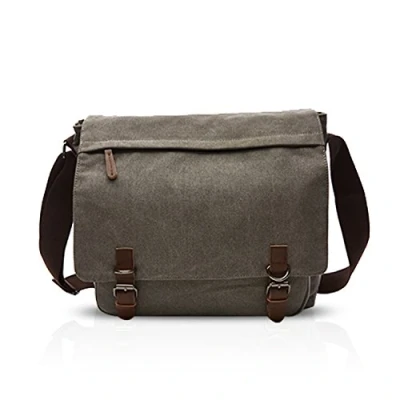 Bild av FANDARE Retro axelväska kanvas messengerväska för män postman crossbody väska handväska passar 12,9 tum bärbar dator affärer skolväska resor skola college pendlare bokväska stor portfölj, Grå M, M