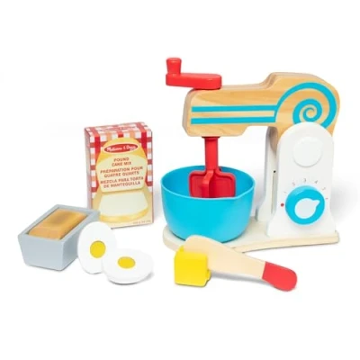 Bild av Melissa &amp; Doug 19840 Wooden Makeup Cake Blender Set Pretend Play Food 3+ Present till pojke eller flicka