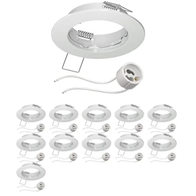 Bild av ledscom.de 12 st. infälld takram FERE, rund, vit blank (GU10/MR16/GU5,3/50mm) inkl. GU10 uttag